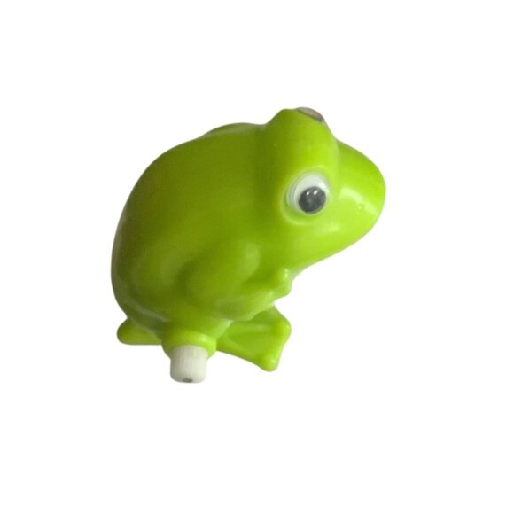 Vtg TOMY Wind-Up Green Frog Toy Spring-Action Movement Googly Eyes Pocket Pets - Picture 6 of 6
